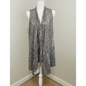 CATO Cardigan vest open long snake print lace grey womens large